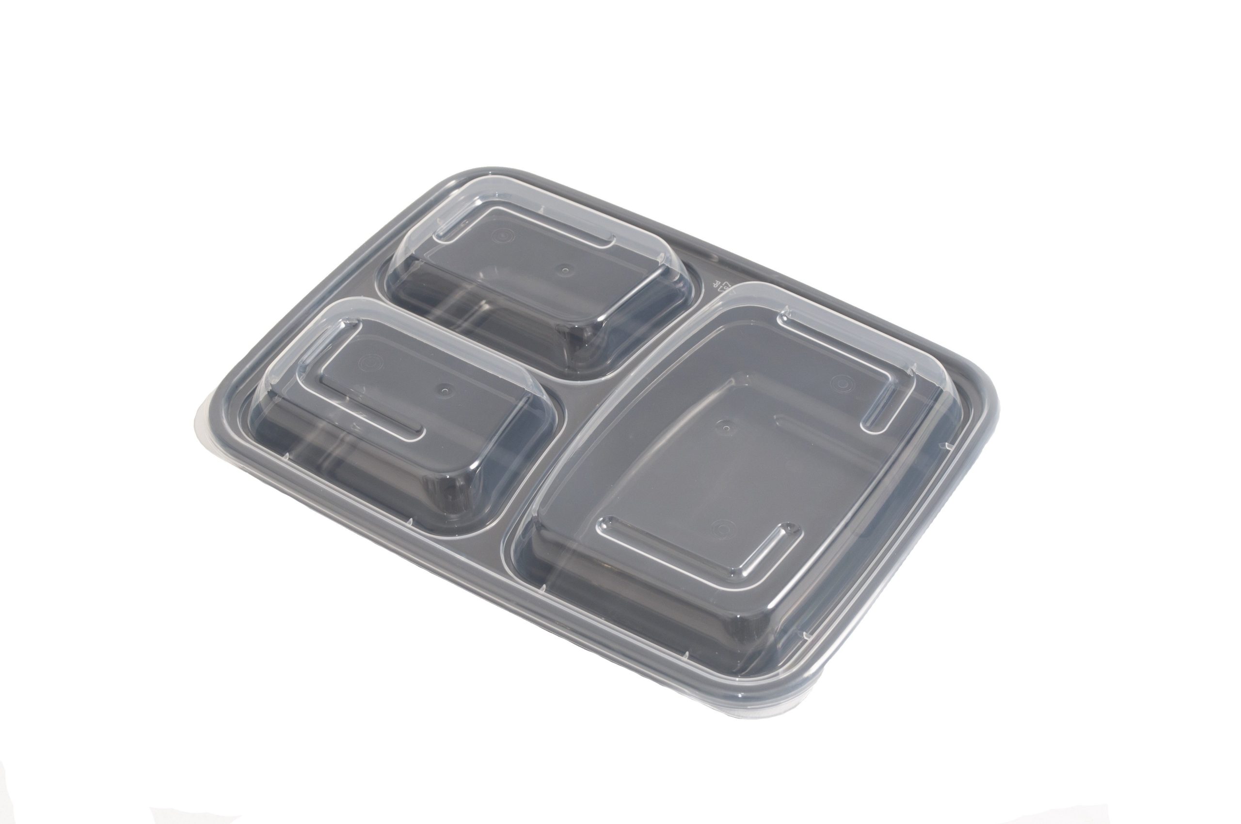 39oz 3-Compartment Black Container (150 pcs) - Eatery Outlet