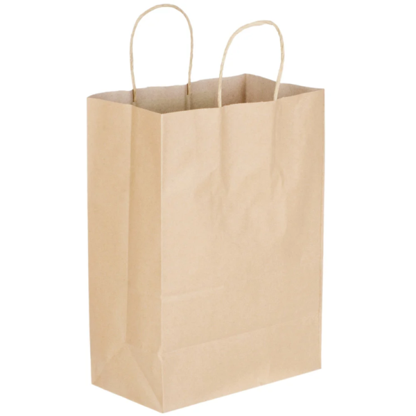 Kraft Paper Shopping Bag w/Handles - Small (250 pcs)